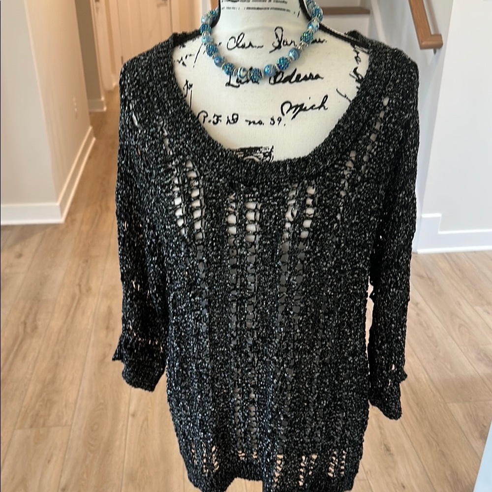 🩵Stylish black knit blouse. SIZE 0X.
